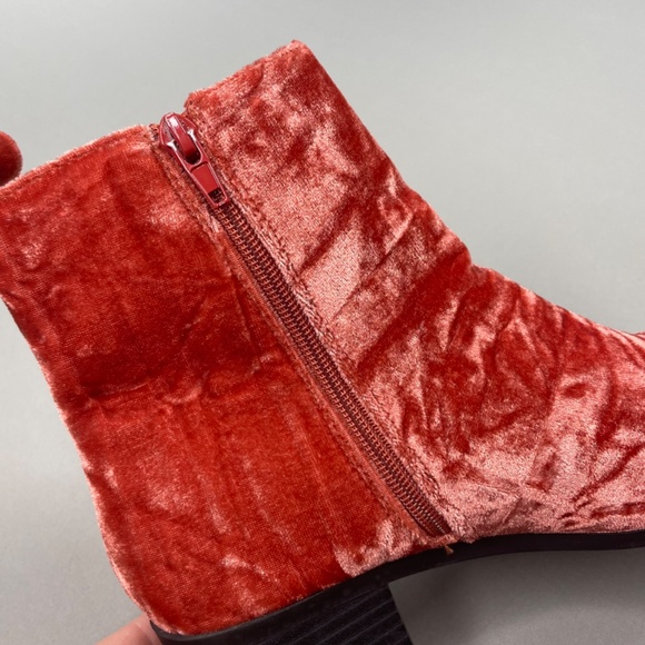 NEW Silver Circle Boots Womens 8 pink velvet leather lace ankle boot bootie boho - Picture 6 of 12